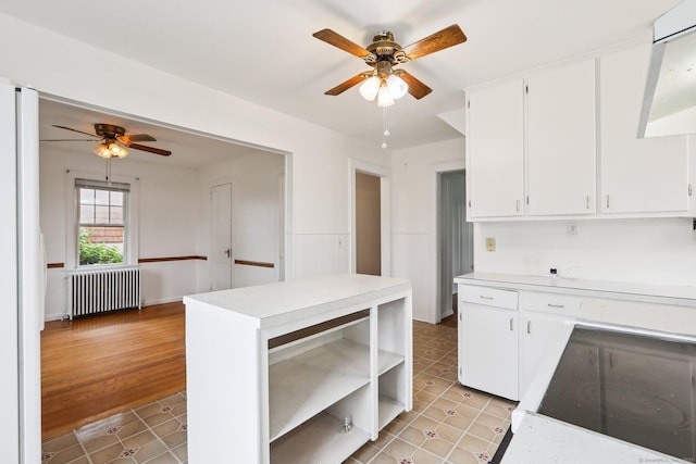 9 Fairfield Ave, Danbury, CT 06810 - kitchen with radiator heating unit, ceiling fan, light countertops, and open shelves