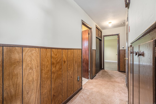 7 Weymouth Dr, Enfield, CT 06082 - hall featuring light colored carpet, a wainscoted wall, and wooden walls