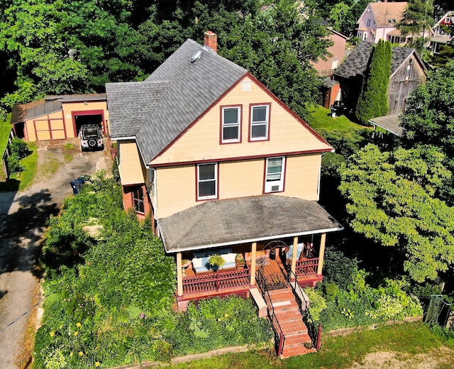 240 Walnut St, Windham, CT 06226 - view of front of property with a chimney, a porch, and roof with shingles