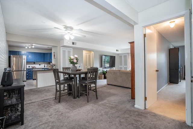 506 Twin Circle Dr Unit 506, South Windsor, CT 06074 - dining area featuring light carpet and ceiling fan
