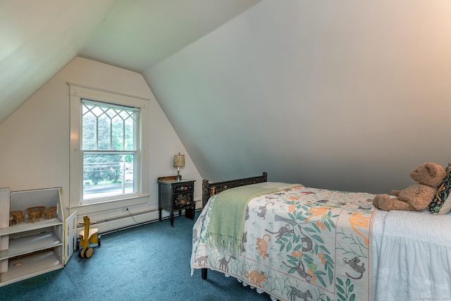 240 Main St, Salisbury, CT 06068 - carpeted bedroom with lofted ceiling and a baseboard heating unit