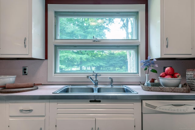 240 Main St, Salisbury, CT 06068 - kitchen featuring white dishwasher, white cabinets, and light countertops