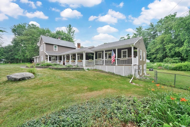 11 Harrington Rd, East Windsor, CT 06016 - rear view of property featuring a porch and a chimney