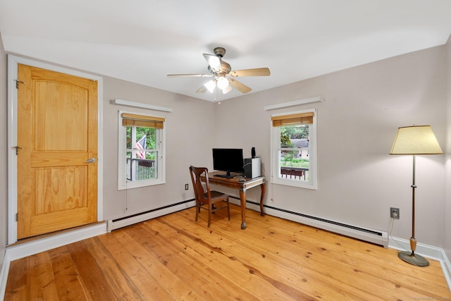 11 Harrington Rd, East Windsor, CT 06016 - office space with light wood-type flooring, baseboard heating, and a ceiling fan
