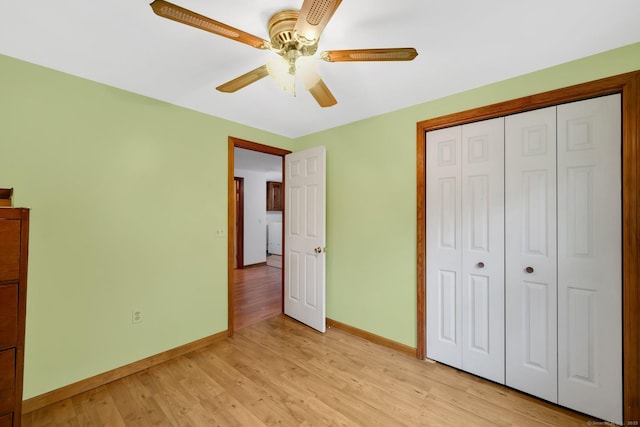 11 Harrington Rd, East Windsor, CT 06016 - unfurnished bedroom with light wood-style floors, a closet, and a ceiling fan
