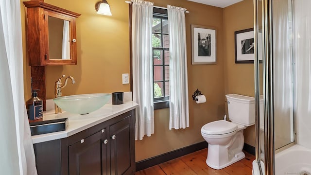 12 Jackson Rd, Killingworth, CT 06419 - bathroom with vanity, wood finished floors, a shower, and a bath