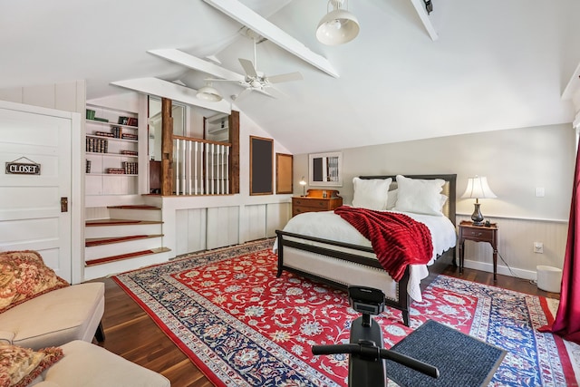 12 Jackson Rd, Killingworth, CT 06419 - bedroom with wood finished floors, wainscoting, and ceiling fan