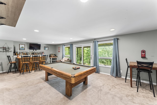 30 W Woods Rd, Burlington, CT 06013 - playroom featuring a bar, pool table, carpet, and recessed lighting