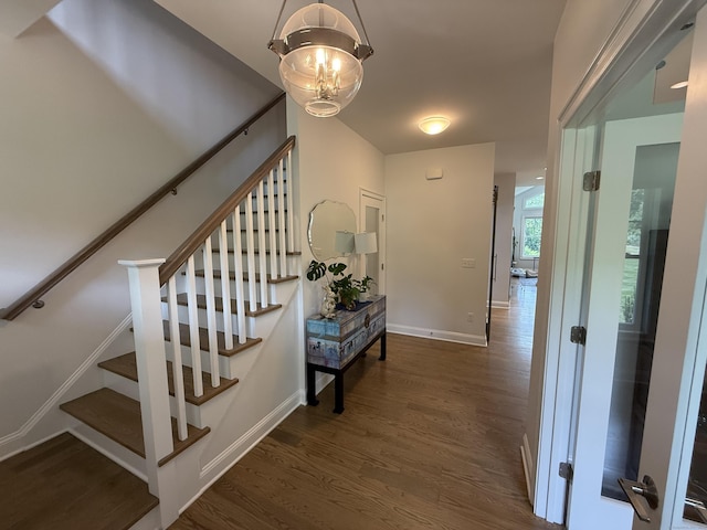 22 Thorson Rd, Oxford, CT 06478 - stairs featuring wood finished floors and a chandelier