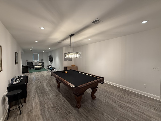 22 Thorson Rd, Oxford, CT 06478 - rec room featuring dark wood finished floors, recessed lighting, and pool table