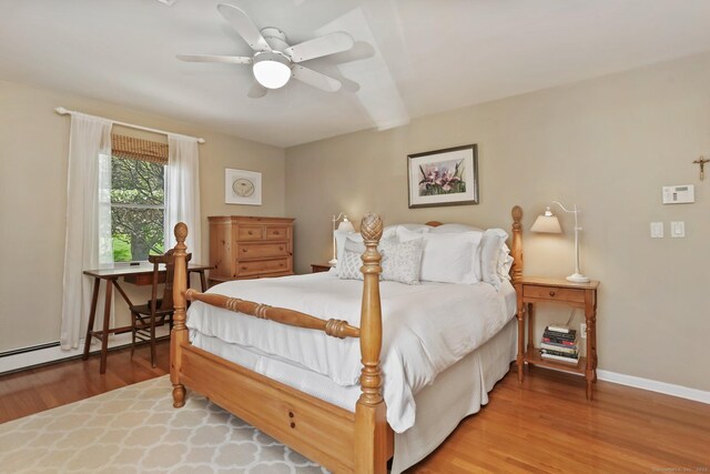 78 Kings Hwy S, Westport, CT 06880 - bedroom featuring wood finished floors, a baseboard radiator, and ceiling fan