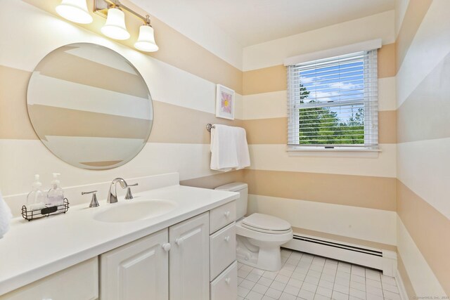 78 Kings Hwy S, Westport, CT 06880 - bathroom with baseboard heating, tile patterned floors, and vanity