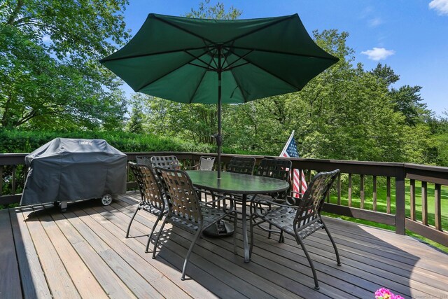 78 Kings Hwy S, Westport, CT 06880 - wooden terrace featuring outdoor dining space and a grill