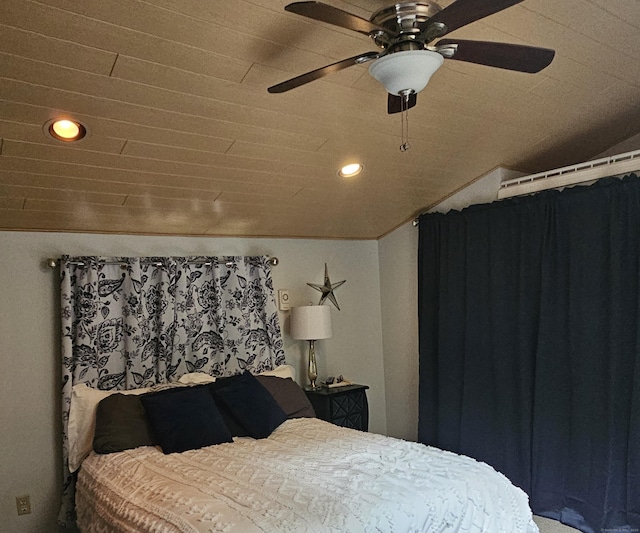 33 Tanner Ave, Norwich, CT 06360 - bedroom with recessed lighting, ceiling fan, and lofted ceiling