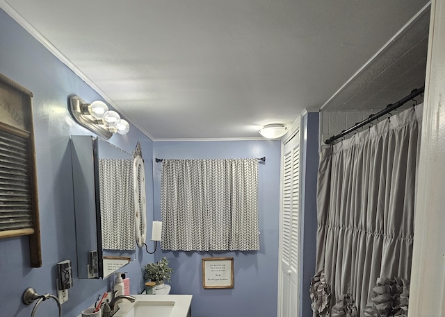 33 Tanner Ave, Norwich, CT 06360 - full bath with ornamental molding, vanity, and a shower with curtain