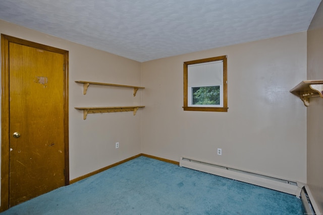 4 Birchwood Ter, Enfield, CT 06082 - unfurnished room with a baseboard heating unit, carpet flooring, and a textured ceiling