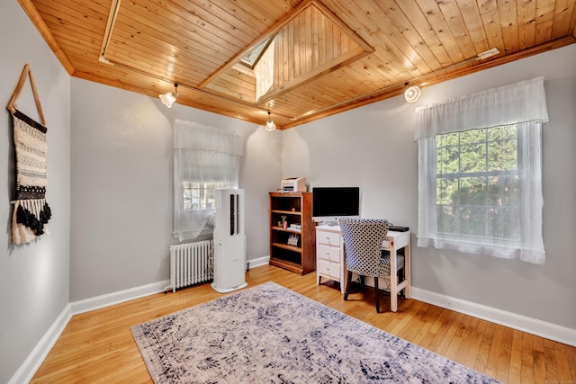 44 Durwin St, Middletown, CT 06457 - office space featuring radiator heating unit, wood ceiling, wood finished floors, and ornamental molding