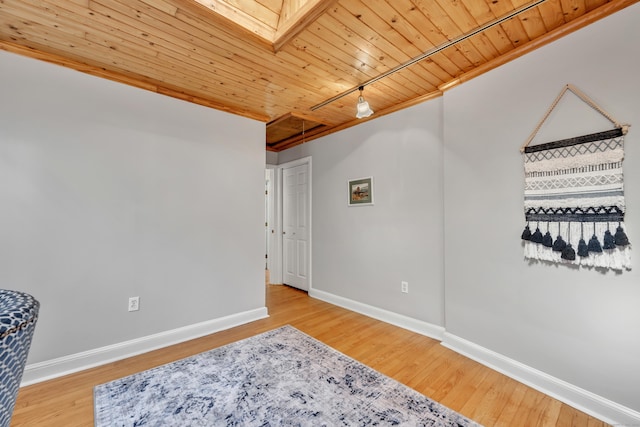44 Durwin St, Middletown, CT 06457 - spare room with wood finished floors, wooden ceiling, and a skylight