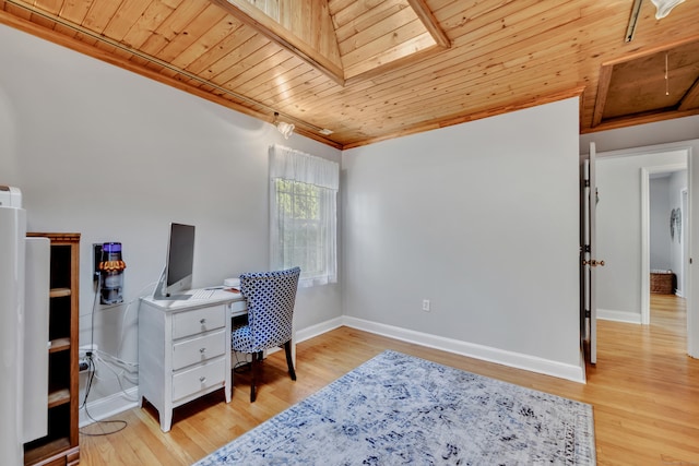 44 Durwin St, Middletown, CT 06457 - home office featuring wooden ceiling, ornamental molding, and wood finished floors