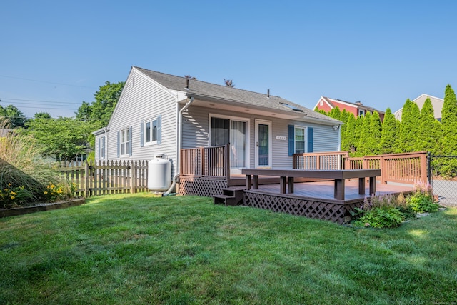 44 Durwin St, Middletown, CT 06457 - back of property with a wooden deck and a shingled roof