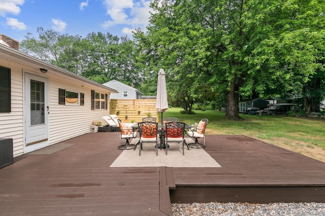 1762 Waterbury Rd, Cheshire, CT 06410 - wooden terrace featuring outdoor dining space and a lawn