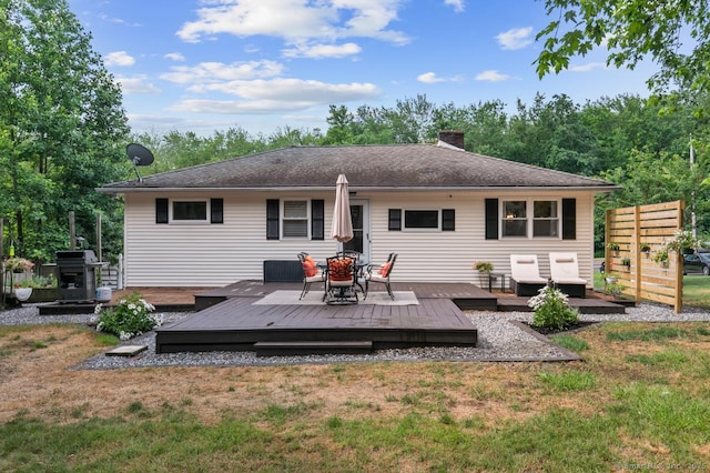 1762 Waterbury Rd, Cheshire, CT 06410 - back of house featuring a lawn, a chimney, and a deck