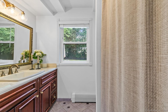 1762 Waterbury Rd, Cheshire, CT 06410 - full bathroom featuring tile patterned floors, vanity, and a baseboard heating unit