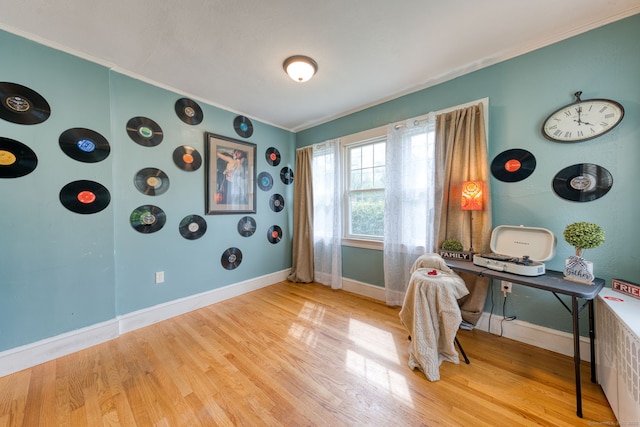 7 Ellsworth St, East Hartford, CT 06108 - misc room with ornamental molding, wood finished floors, and an office area