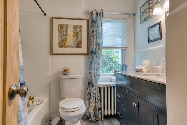 7 Ellsworth St, East Hartford, CT 06108 - full bathroom with radiator, vanity, and shower / tub combo