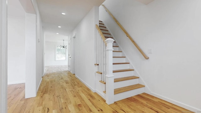 55A Moulthrop St, Ansonia, CT 06401 - staircase with wood finished floors and recessed lighting