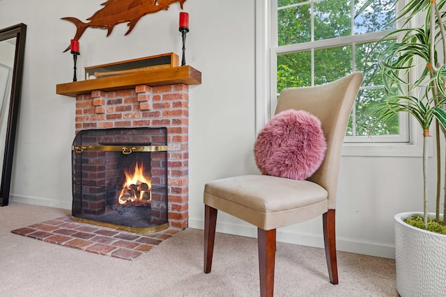 11 Acorn Dr, East Haddam, CT 06423 - sitting room featuring carpet floors and a brick fireplace