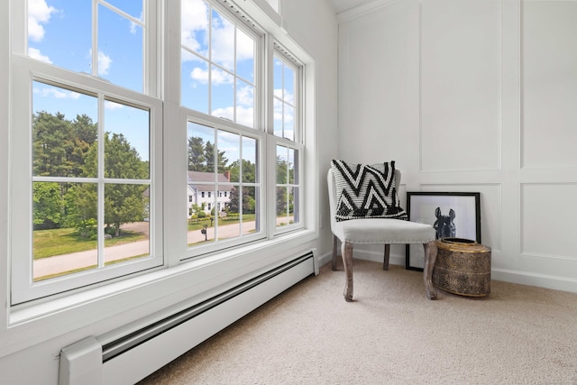 11 Acorn Dr, East Haddam, CT 06423 - living area featuring a baseboard heating unit and carpet flooring