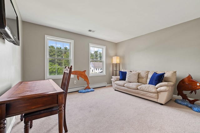 11 Acorn Dr, East Haddam, CT 06423 - carpeted living area with a baseboard radiator and baseboards
