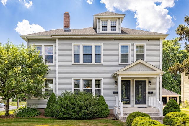 205 Wolcott Hill Rd, Wethersfield, CT 06109 - view of front facade with a chimney