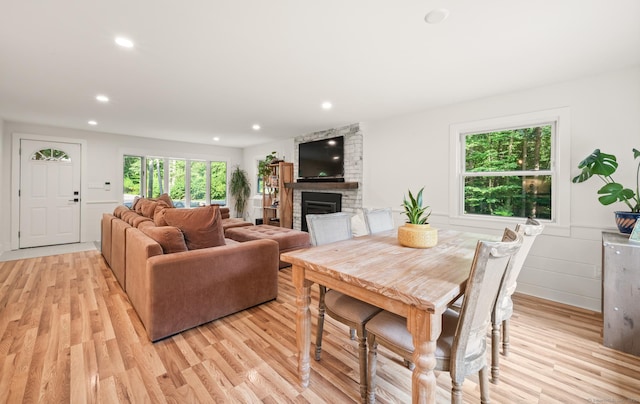 12 Warner Rd, East Haddam, CT 06423 - living room featuring light wood-style flooring, a fireplace, and recessed lighting