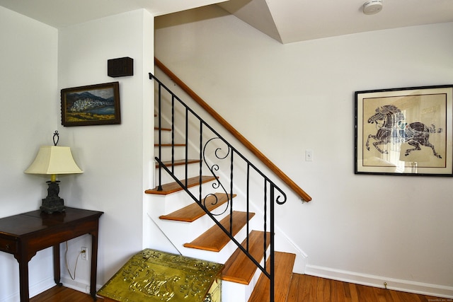 84 Parade Hill Rd Unit 84, New Canaan, CT 06840 - staircase with wood finished floors and baseboards