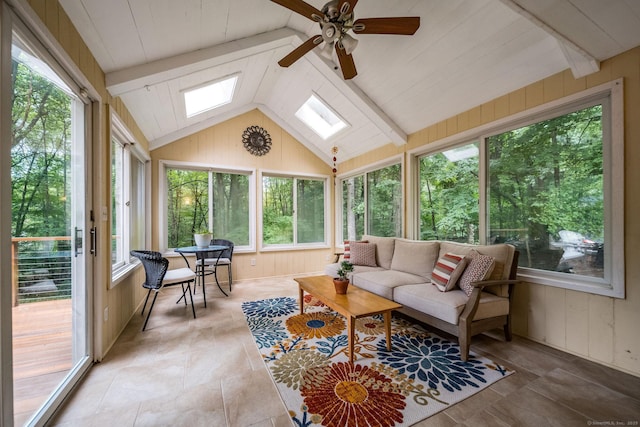 310 Opening Hill Rd, Madison, CT 06443 - sunroom / solarium with healthy amount of natural light, a skylight, and ceiling fan