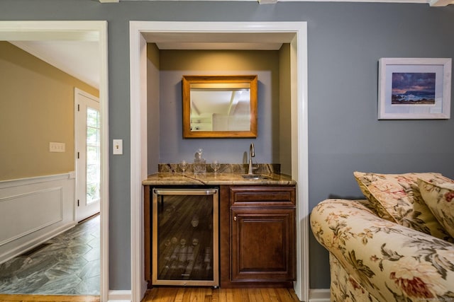 310 Opening Hill Rd, Madison, CT 06443 - indoor wet bar featuring wine cooler and wood finished floors