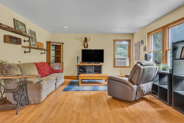 4 Overlook Dr, North Branford, CT 06471 - living room featuring cooling unit, wood finished floors, and recessed lighting
