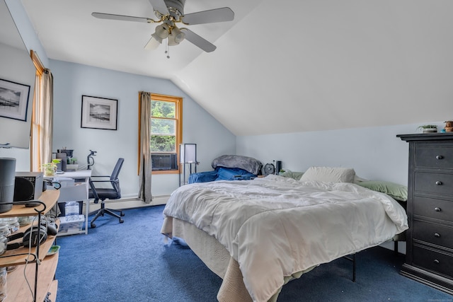 4 Overlook Dr, North Branford, CT 06471 - bedroom with lofted ceiling, carpet, an office area, and ceiling fan