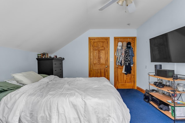4 Overlook Dr, North Branford, CT 06471 - carpeted bedroom featuring vaulted ceiling and ceiling fan