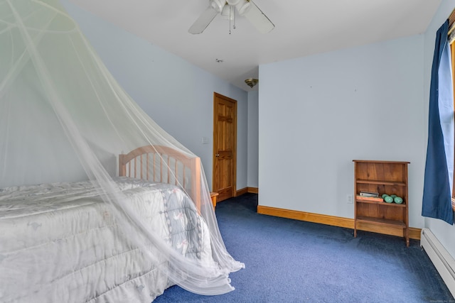 4 Overlook Dr, North Branford, CT 06471 - bedroom featuring baseboard heating, carpet, and ceiling fan
