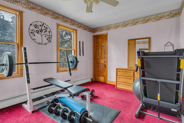 4 Overlook Dr, North Branford, CT 06471 - exercise room with a ceiling fan and carpet floors
