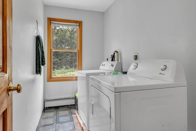 4 Overlook Dr, North Branford, CT 06471 - washroom featuring a baseboard radiator, separate washer and dryer, and tile patterned floors