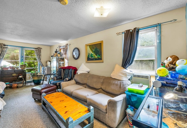 678 Colonel Ledyard Hwy, Ledyard, CT 06339 - carpeted living room featuring a textured ceiling and cooling unit