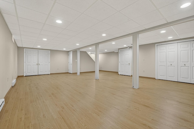 16 Eagle Ridge Dr, Ledyard, CT 06335 - finished basement with light wood-type flooring, recessed lighting, and a drop ceiling