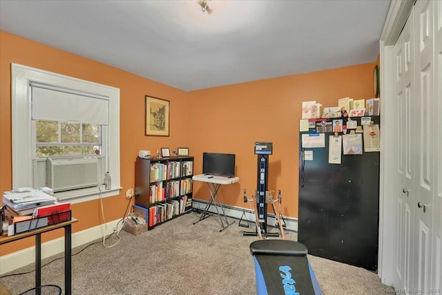 100 Adams Rd, Bloomfield, CT 06002 - workout room with carpet flooring, a baseboard radiator, and cooling unit