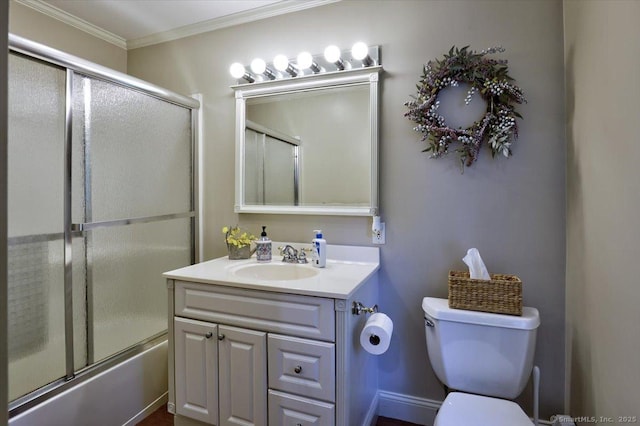 100 Adams Rd, Bloomfield, CT 06002 - full bathroom featuring vanity, ornamental molding, and shower / bath combination with glass door