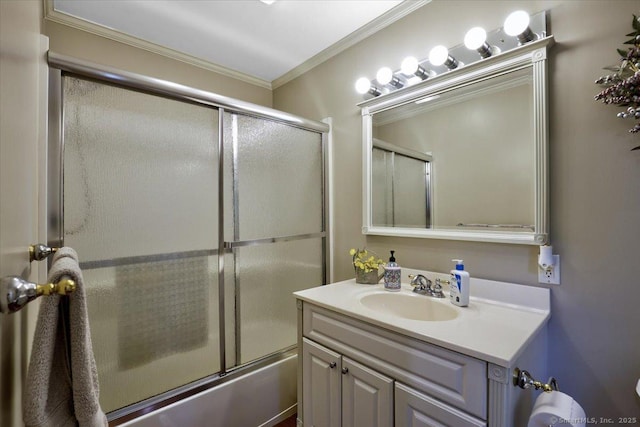 100 Adams Rd, Bloomfield, CT 06002 - full bathroom featuring vanity, shower / bath combination with glass door, and ornamental molding