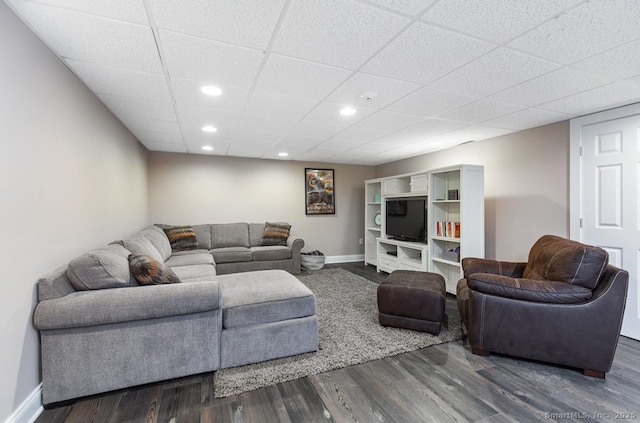 9 Tallwood Rd, Woodbridge, CT 06525 - living area with dark wood-style flooring and recessed lighting